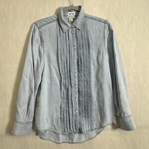 Sundance Women's Size Small Blue Light Wash Denim Pearl Snap Collared Shirt